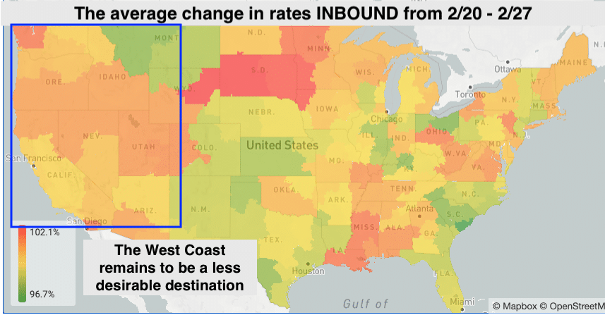 Change in Inbound Rates Week of Mar 1, 2023