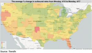 Change in Outbound Rates Week of April 20, 2023