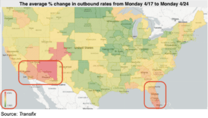Change in Outbound Rates Week of April 27, 2023