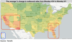 Change in Outbound Rates Week of May 3, 2023